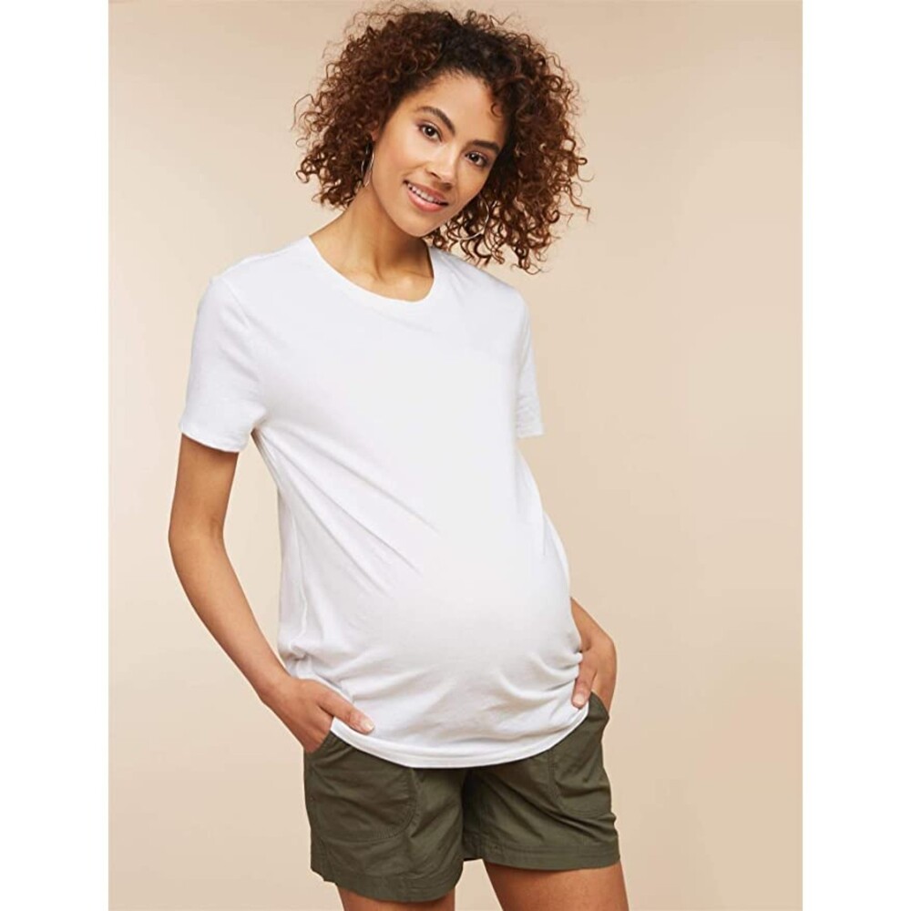 Motherhood Maternity Secret Fit Belly Olive Poplin Short Sz L